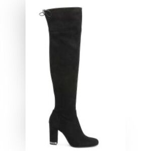 MICHAEL Michael Kors Jamie Stretch Over The Knee Boots in Black in black suede